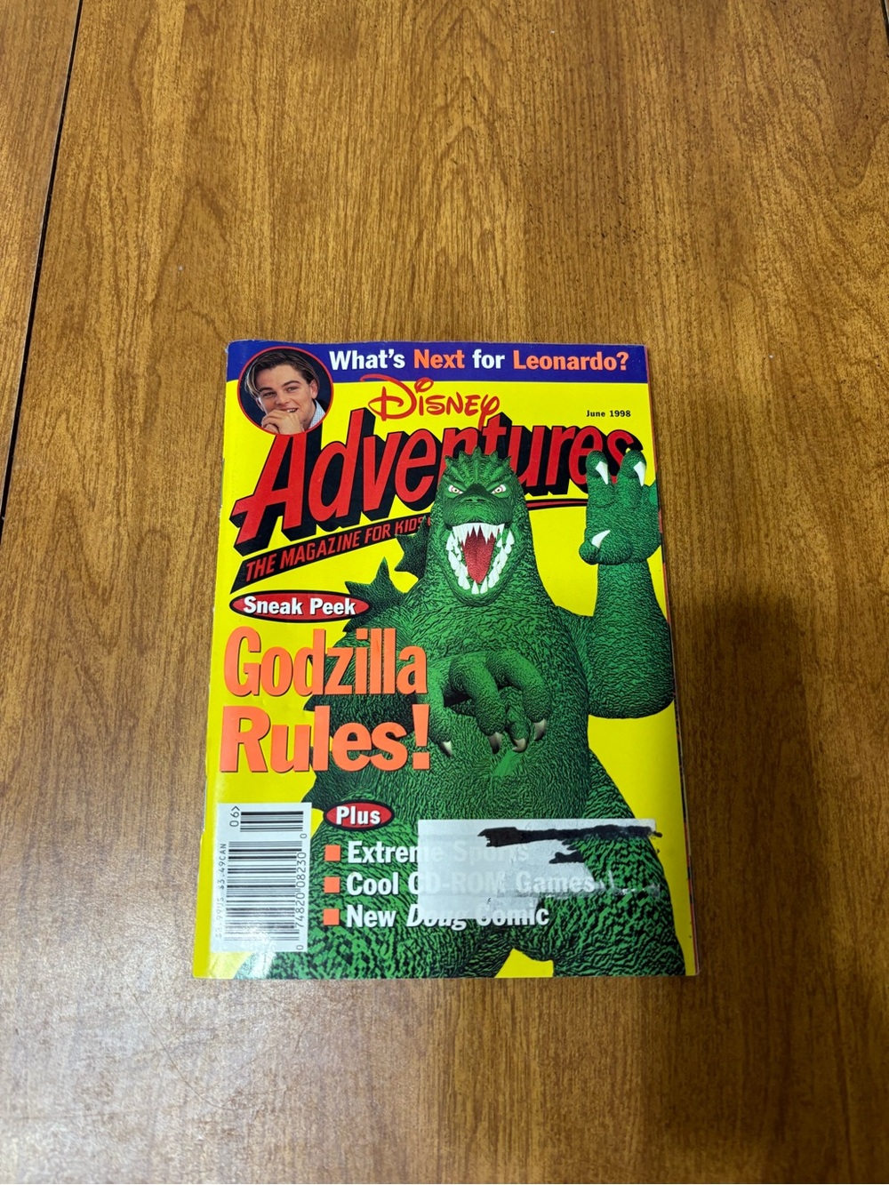 1998 vintage Disney Adventures magazine featuring Godzilla and Leonardo DiCaprio
